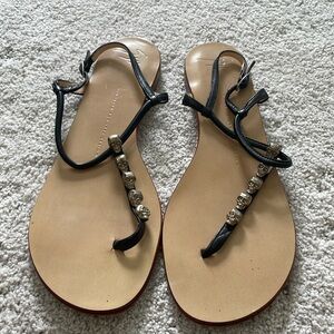 Giuseppe zanotti design with skulls t- strap flat sandals size 39.5